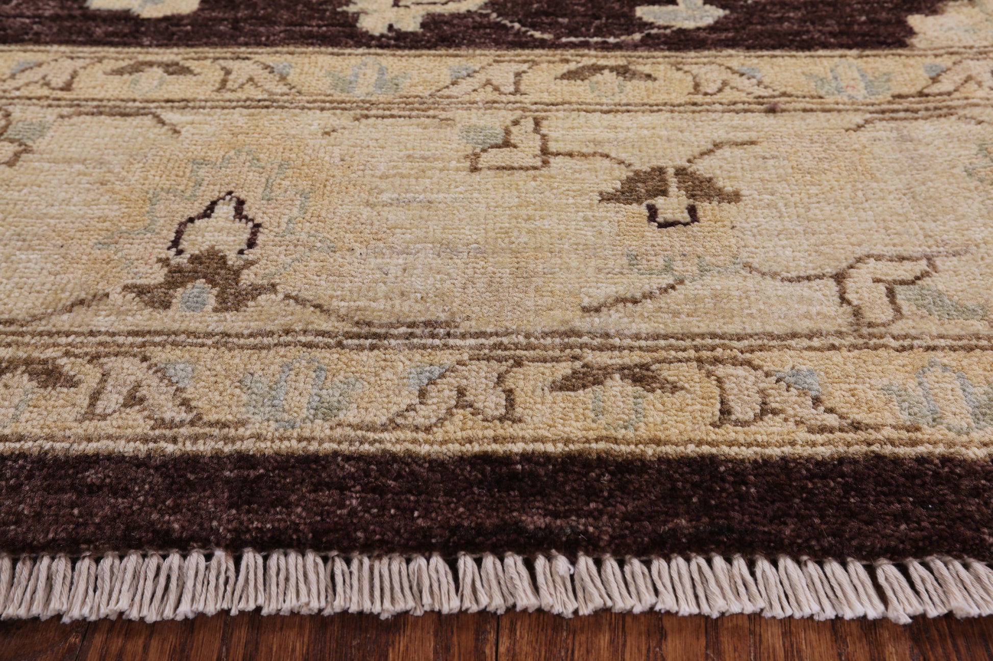 Brown Peshawar Hand Knotted Wool Rug - 6' 2" X 8' 10" - Golden Nile