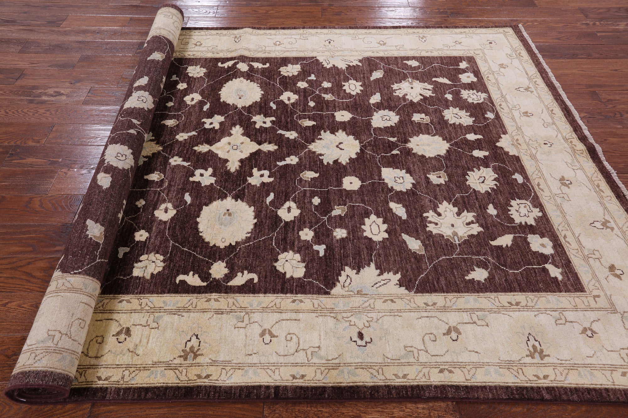 Brown Peshawar Hand Knotted Wool Rug - 6' 2" X 8' 10" - Golden Nile