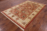 Red Peshawar Hand-Knotted Wool Rug - 6' 0" X 9' 1" - Golden Nile