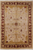 Ivory Peshawar Hand Knotted Wool Rug - 6' 1" X 8' 10" - Golden Nile