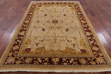 Ivory Peshawar Hand Knotted Wool Rug - 6' 1" X 8' 10" - Golden Nile