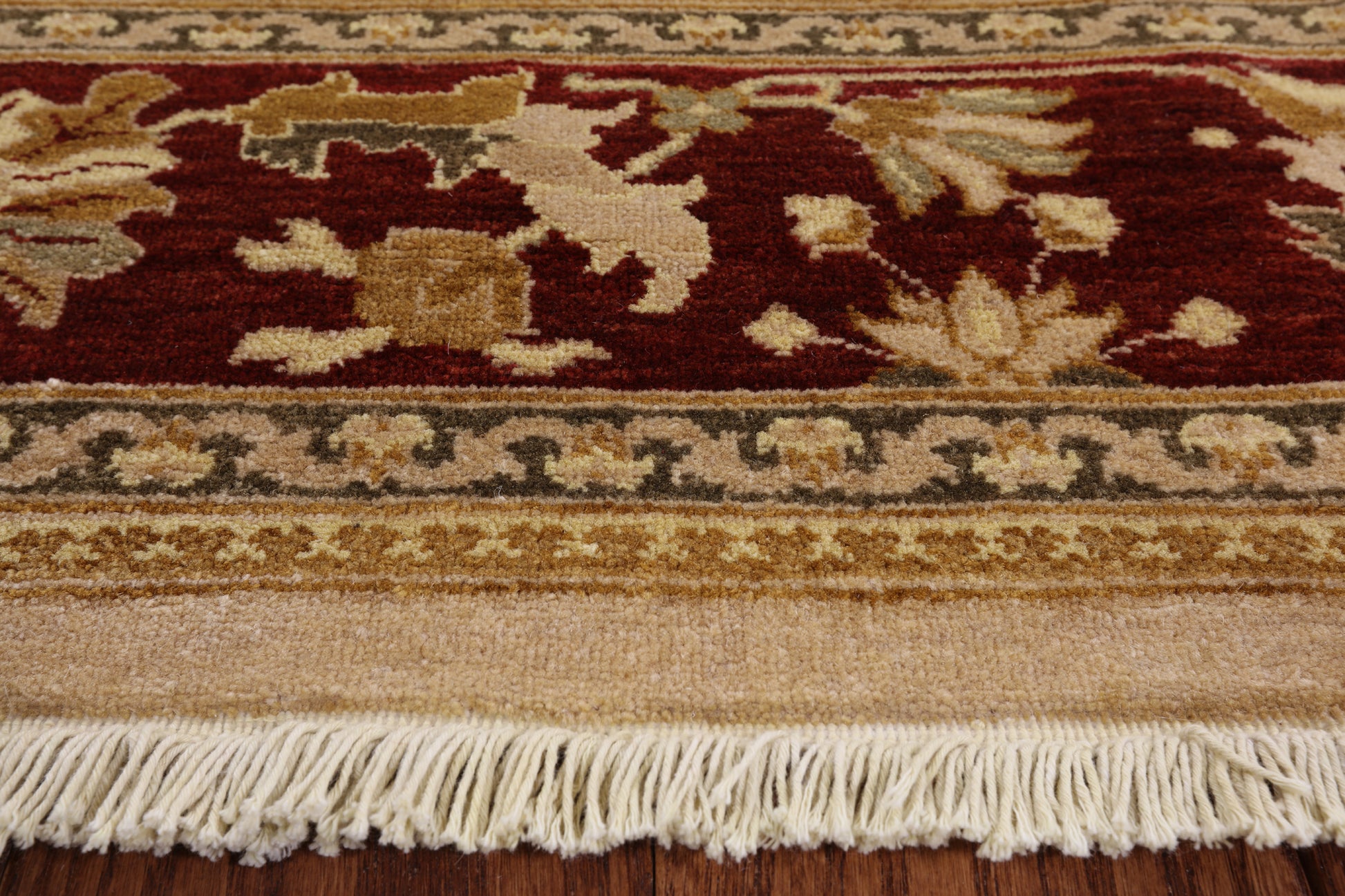 Ivory Peshawar Hand Knotted Wool Rug - 6' 1" X 8' 10" - Golden Nile