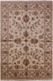 Ivory Peshawar Hand Knotted Wool Rug - 5' 6" X 8' 2" - Golden Nile