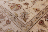 Ivory Peshawar Hand Knotted Wool Rug - 5' 6" X 8' 2" - Golden Nile