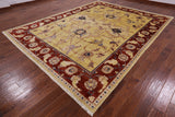 Signed Peshawar Handmade Wool Area Rug - 9' 2" X 11' 10" - Golden Nile