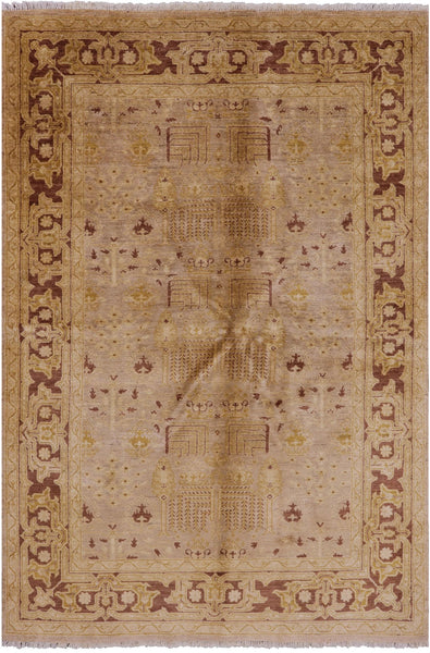 Peshawar Hand Knotted Wool Rug - 6' 1" X 9' 0" - Golden Nile