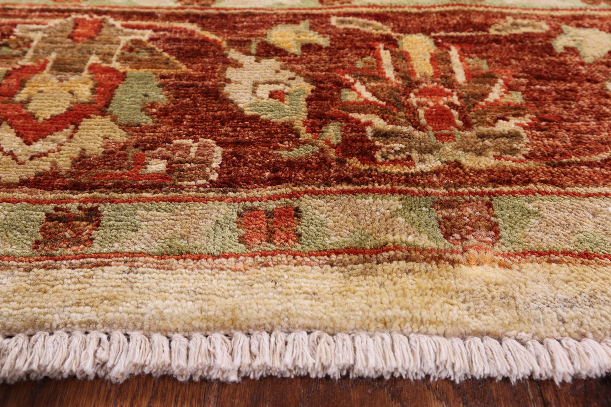 Ivory Peshawar Hand Knotted Rug - 5' 10" X 9' 1" - Golden Nile