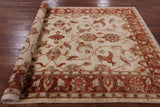 Ivory Peshawar Hand Knotted Rug - 5' 10" X 9' 1" - Golden Nile