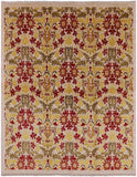 Ivory William Morris Hand Knotted Wool Area Rug - 4' 10" X 7' 9" - Golden Nile