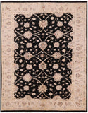 Black Peshawar Hand Knotted Wool Rug - 5' 9" X 7' 2" - Golden Nile