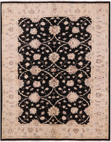 Black Peshawar Hand Knotted Wool Rug - 5' 9