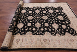 Black Peshawar Hand Knotted Wool Rug - 5' 9" X 7' 2" - Golden Nile