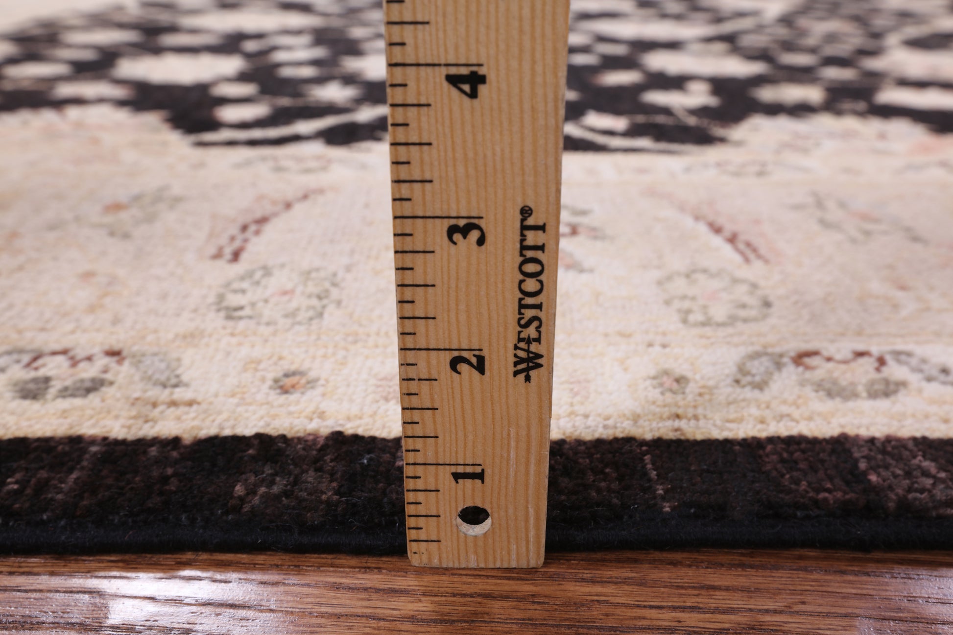 Black Peshawar Hand Knotted Wool Rug - 5' 9" X 7' 2" - Golden Nile