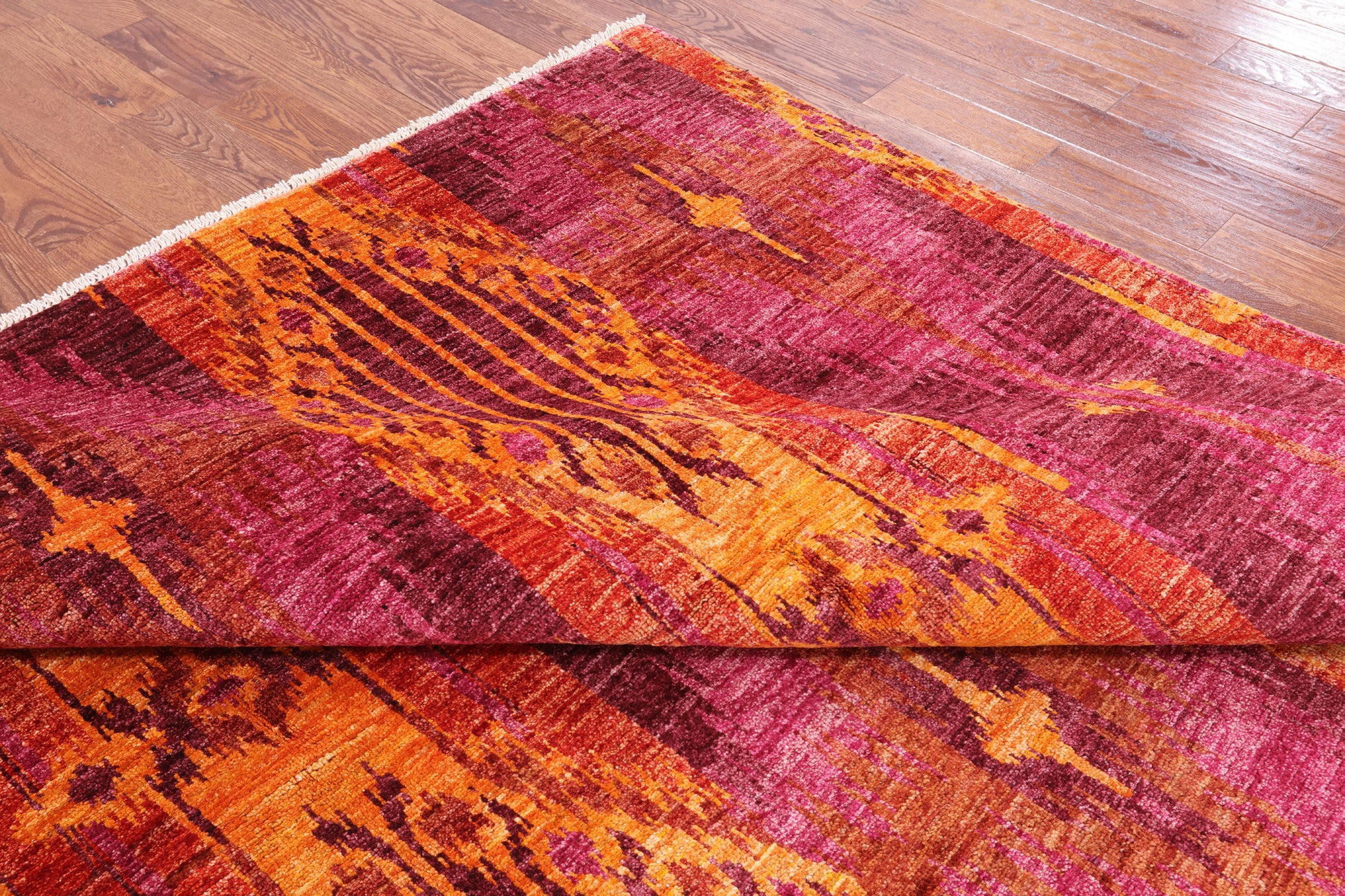 Ikat Hand Knotted Wool Area Rug - 9' 0" X 12' 9" - Golden Nile