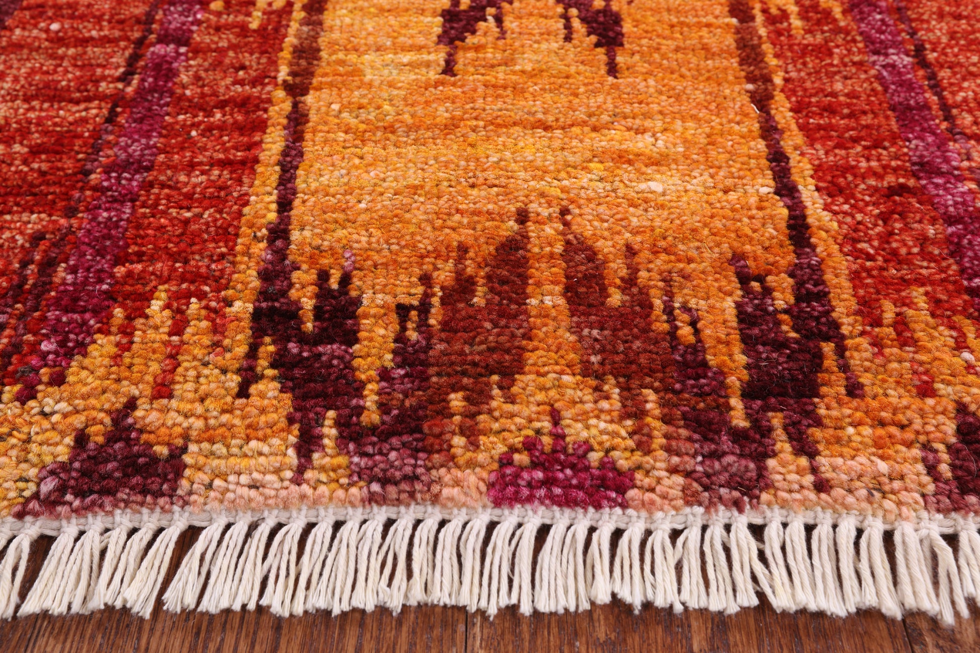 Ikat Hand Knotted Wool Area Rug - 9' 0" X 12' 9" - Golden Nile