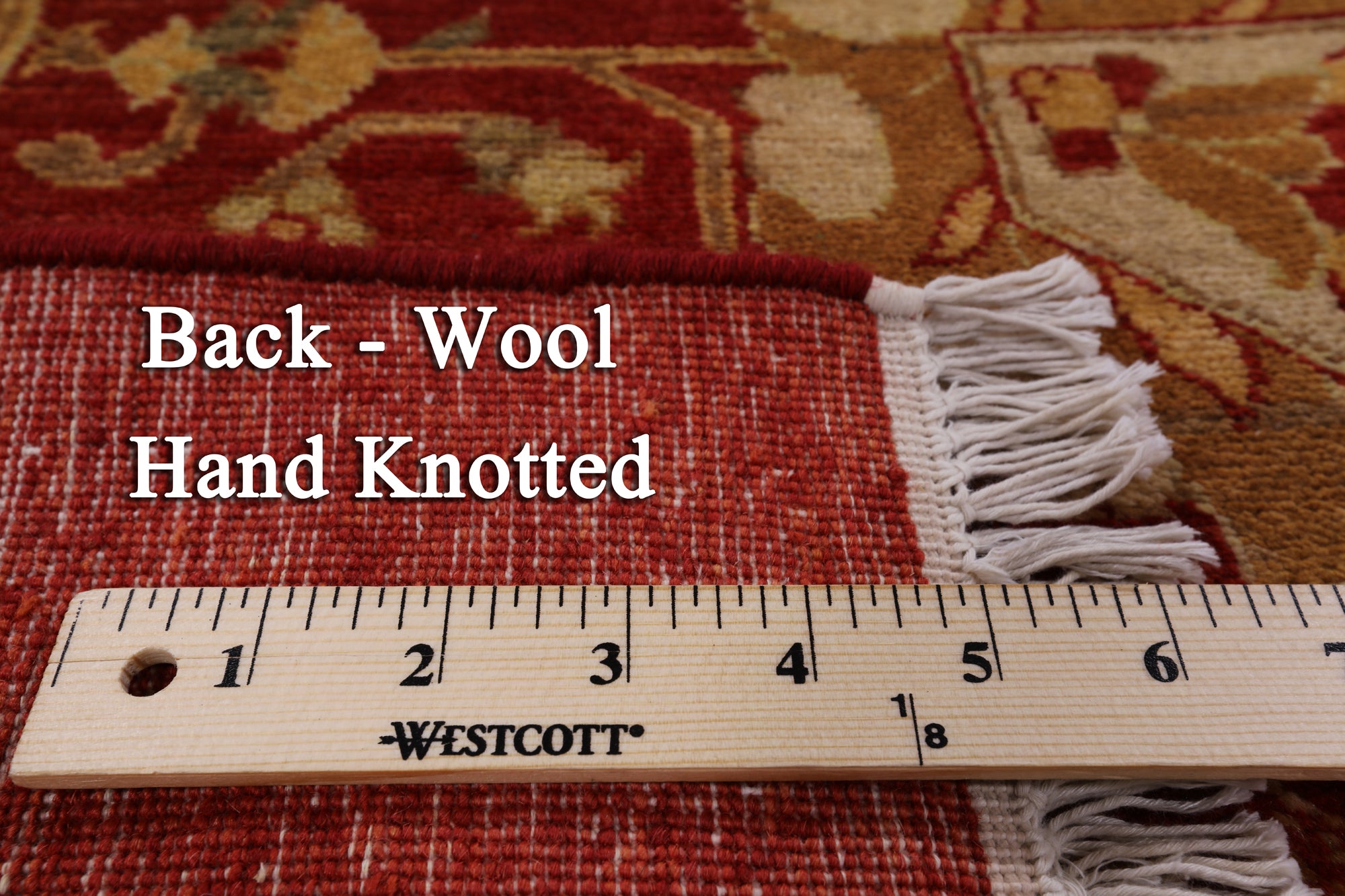 Red Peshawar Hand Knotted Wool Area Rug - 5' 10" X 8' 10" - Golden Nile