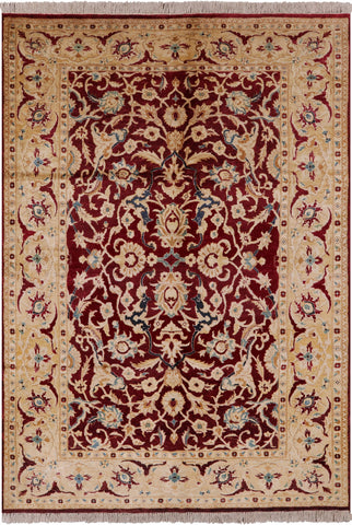 Red Chobi Peshawar Handmade Wool Area Rug - 6' 0