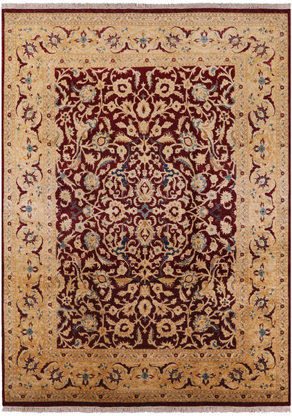 Red Peshawar Handmade Wool Rug - 9' 0" X 12' 2" - Golden Nile