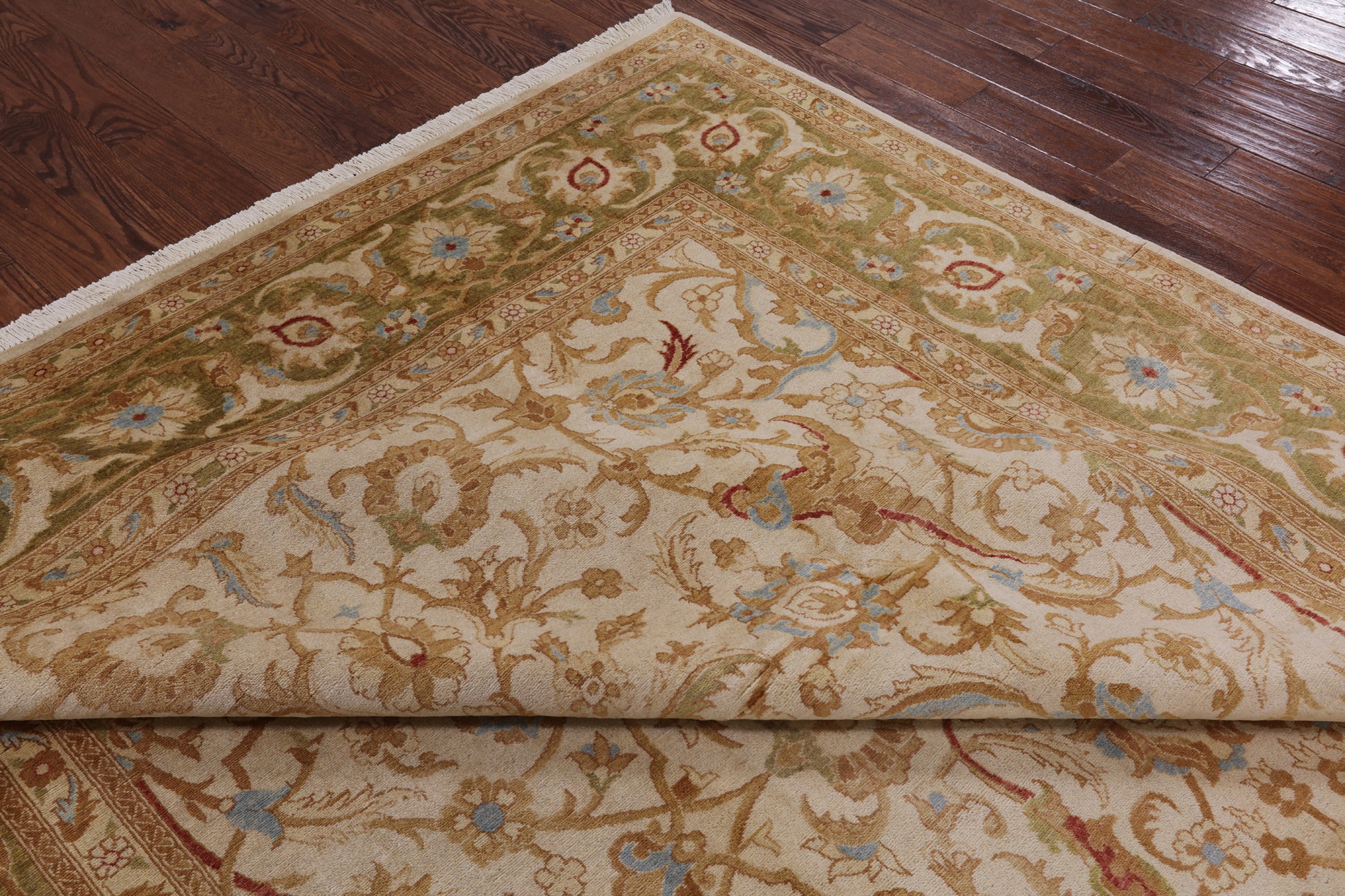Ivory Peshawar Hand Knotted Wool Rug - 9' 1" X 12' 1" - Golden Nile