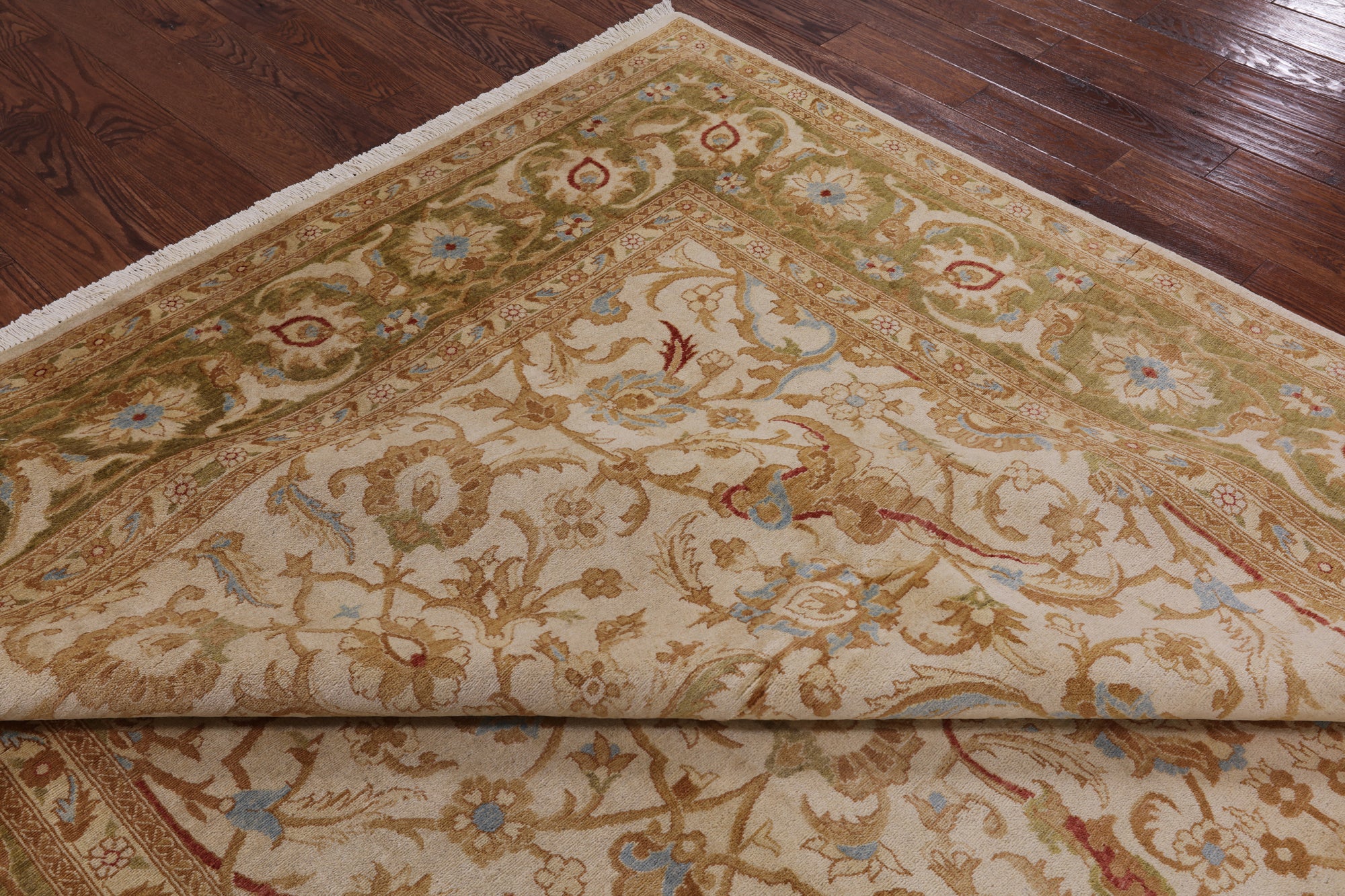 Ivory Peshawar Hand Knotted Wool Rug - 9' 1" X 12' 1" - Golden Nile
