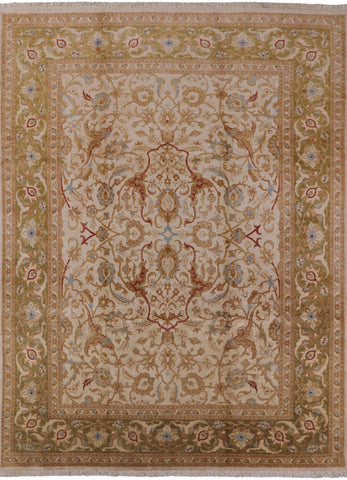 Ivory Peshawar Hand Knotted Wool Rug - 9' 1