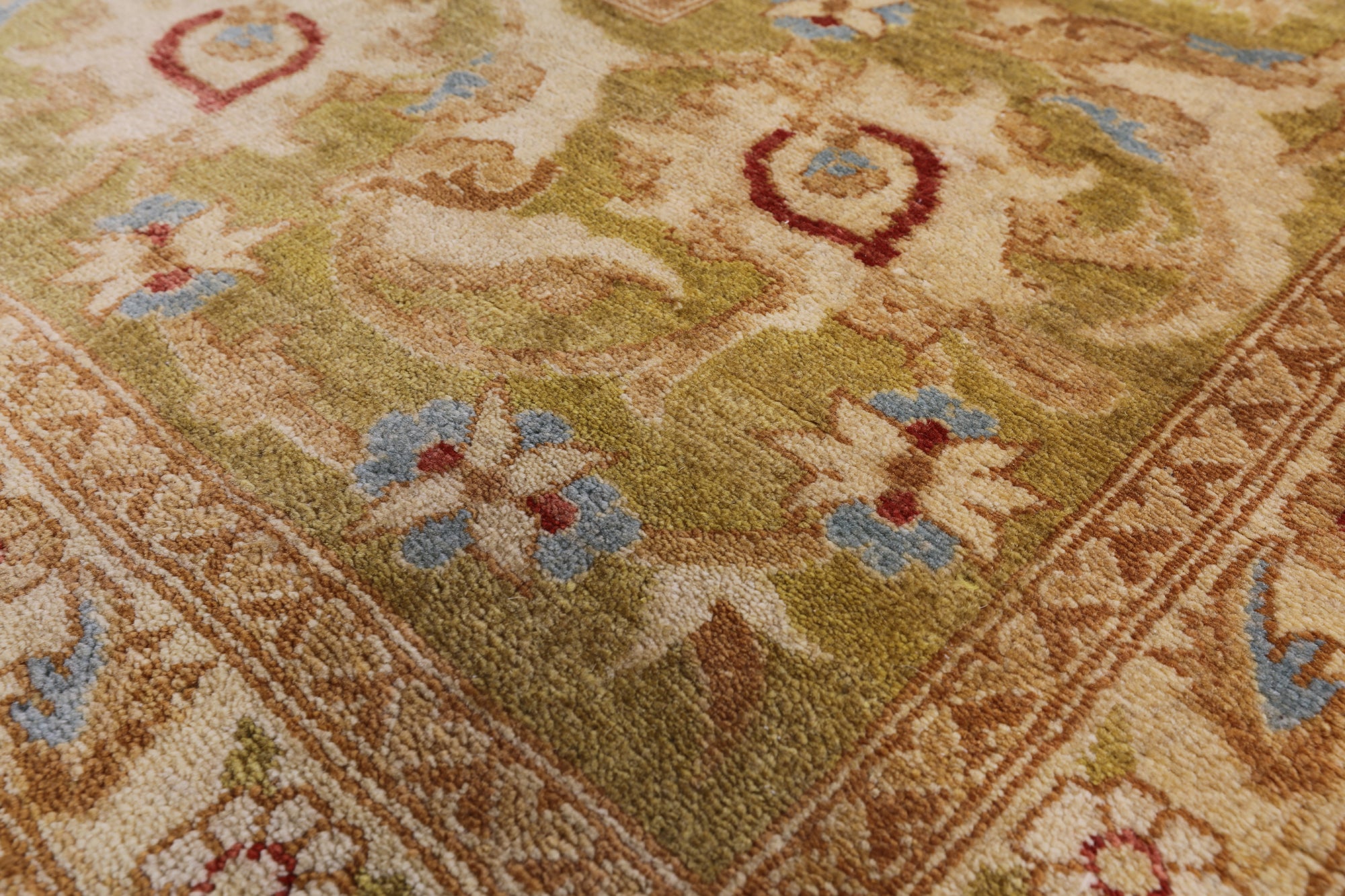 Ivory Peshawar Hand Knotted Wool Rug - 9' 1" X 12' 1" - Golden Nile