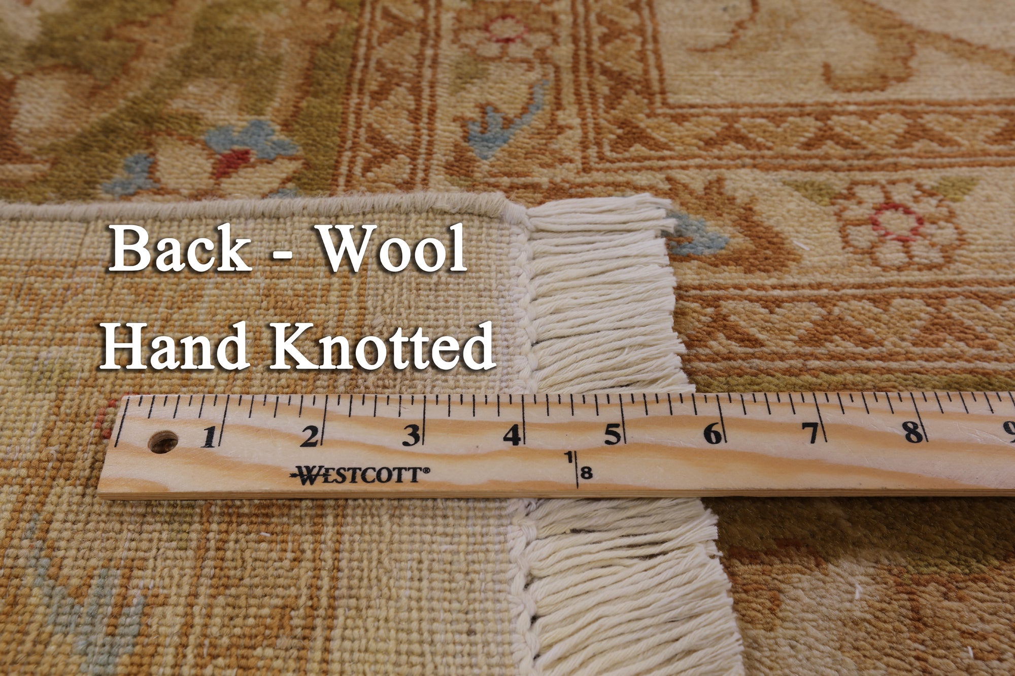 Ivory Peshawar Hand Knotted Wool Rug - 9' 1" X 12' 1" - Golden Nile