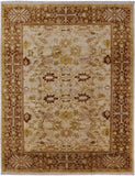 Ivory Signed Peshawar Hand Knotted Wool Rug - 9' 3" X 11' 8" - Golden Nile