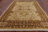Ivory Signed Peshawar Hand Knotted Wool Rug - 9' 3" X 11' 8" - Golden Nile