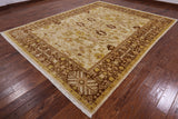 Ivory Signed Peshawar Hand Knotted Wool Rug - 9' 3" X 11' 8" - Golden Nile