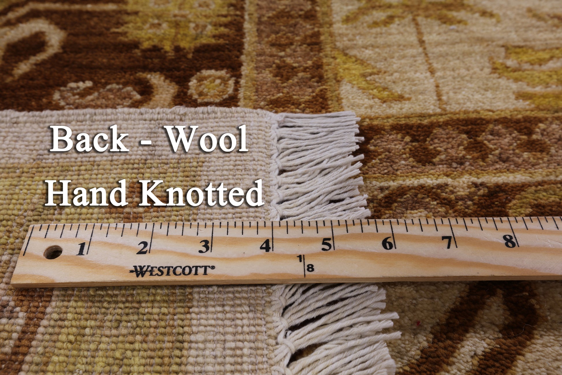 Ivory Signed Peshawar Hand Knotted Wool Rug - 9' 3" X 11' 8" - Golden Nile