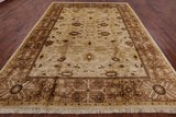 Ivory Signed Peshawar Handmade Wool Rug - 9' 0" X 11' 8" - Golden Nile