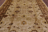 Ivory Signed Peshawar Handmade Wool Rug - 9' 0" X 11' 8" - Golden Nile