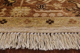 Ivory Signed Peshawar Handmade Wool Rug - 9' 0" X 11' 8" - Golden Nile