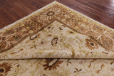 Ivory Signed Peshawar Handmade Wool Rug - 9' 0" X 11' 8" - Golden Nile