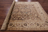 Brown Peshawar Hand Knotted Wool Rug - 8' 1" X 10' 4" - Golden Nile