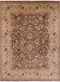 Brown Peshawar Hand Knotted Wool Rug - 8' 1" X 10' 4" - Golden Nile