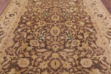 Brown Peshawar Hand Knotted Wool Rug - 8' 1" X 10' 4" - Golden Nile