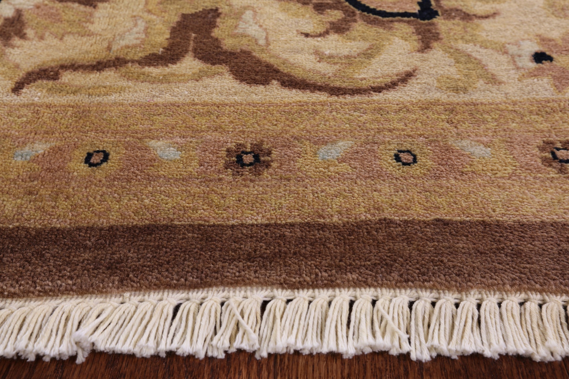 Brown Peshawar Hand Knotted Wool Rug - 8' 1" X 10' 4" - Golden Nile