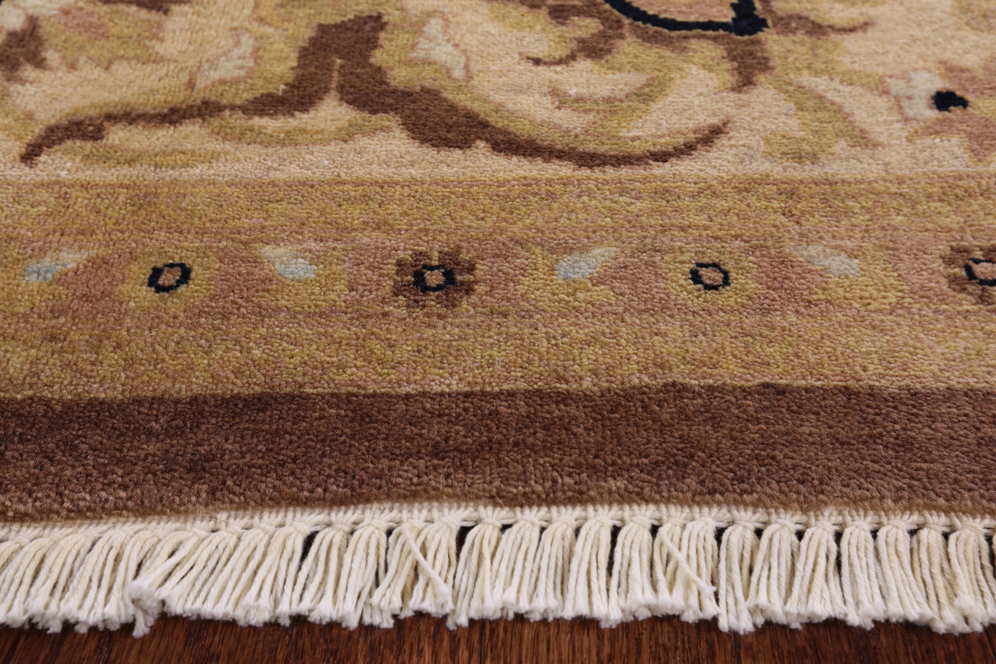 Brown Peshawar Hand Knotted Wool Rug - 8' 1" X 10' 4" - Golden Nile