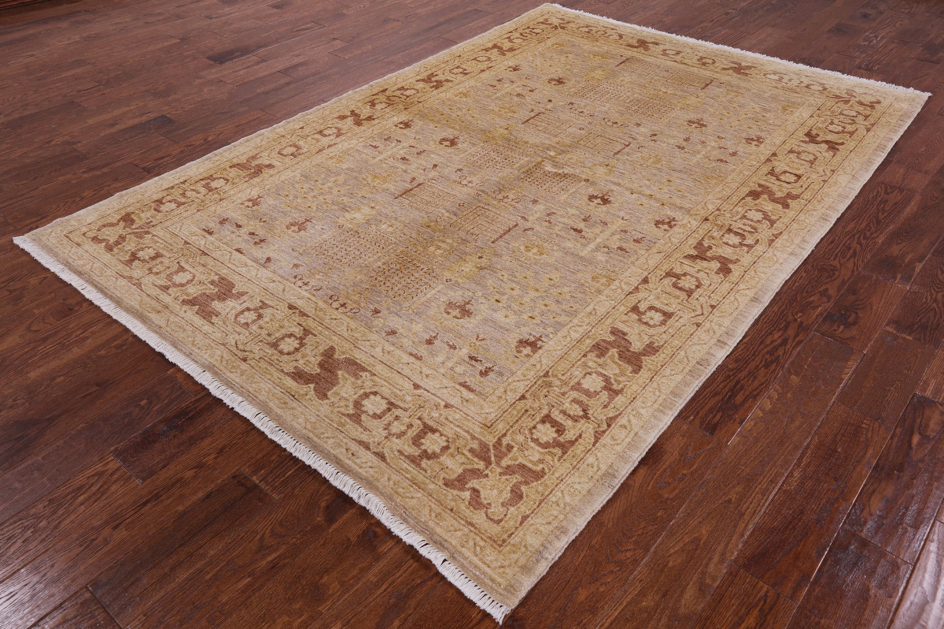 Peshawar Hand-Knotted Wool Rug - 6' 2" X 9' 0" - Golden Nile