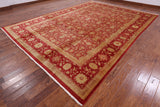 Red Peshawar Handmade Wool Rug - 9' 10" X 13' 6" - Golden Nile