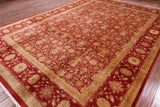 Red Peshawar Handmade Wool Rug - 9' 10" X 13' 6" - Golden Nile