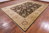 Brown Peshawar Hand Knotted Wool Rug - 10' 0" X 13' 7" - Golden Nile