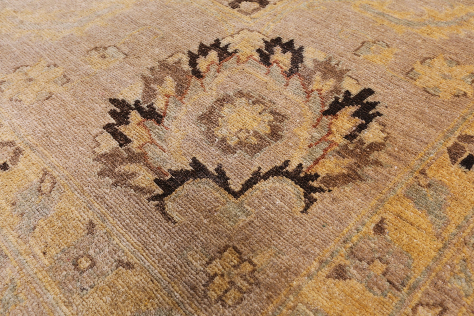 Brown Peshawar Hand Knotted Wool Rug - 10' 0" X 13' 7" - Golden Nile