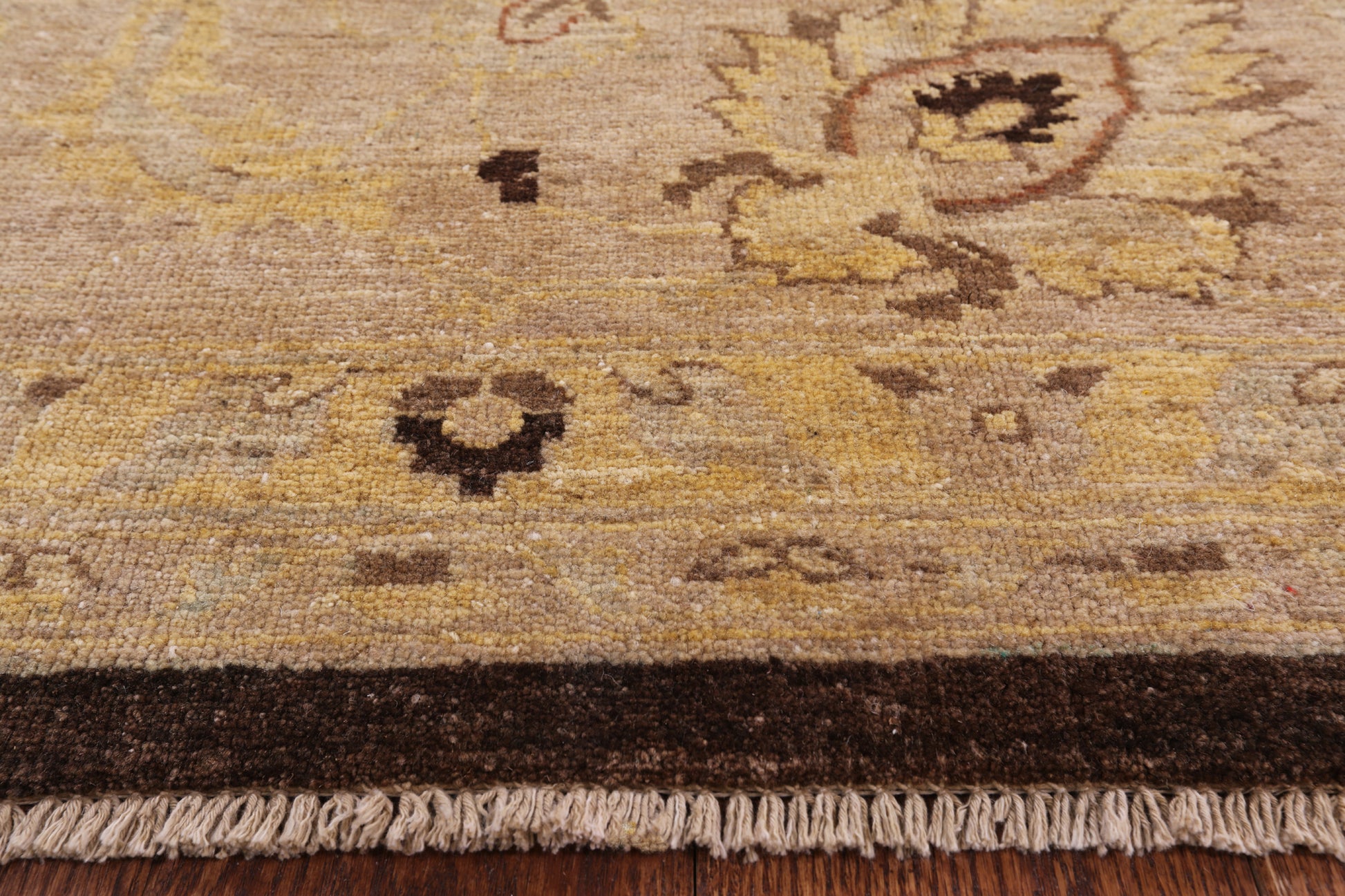 Brown Peshawar Hand Knotted Wool Rug - 10' 0" X 13' 7" - Golden Nile