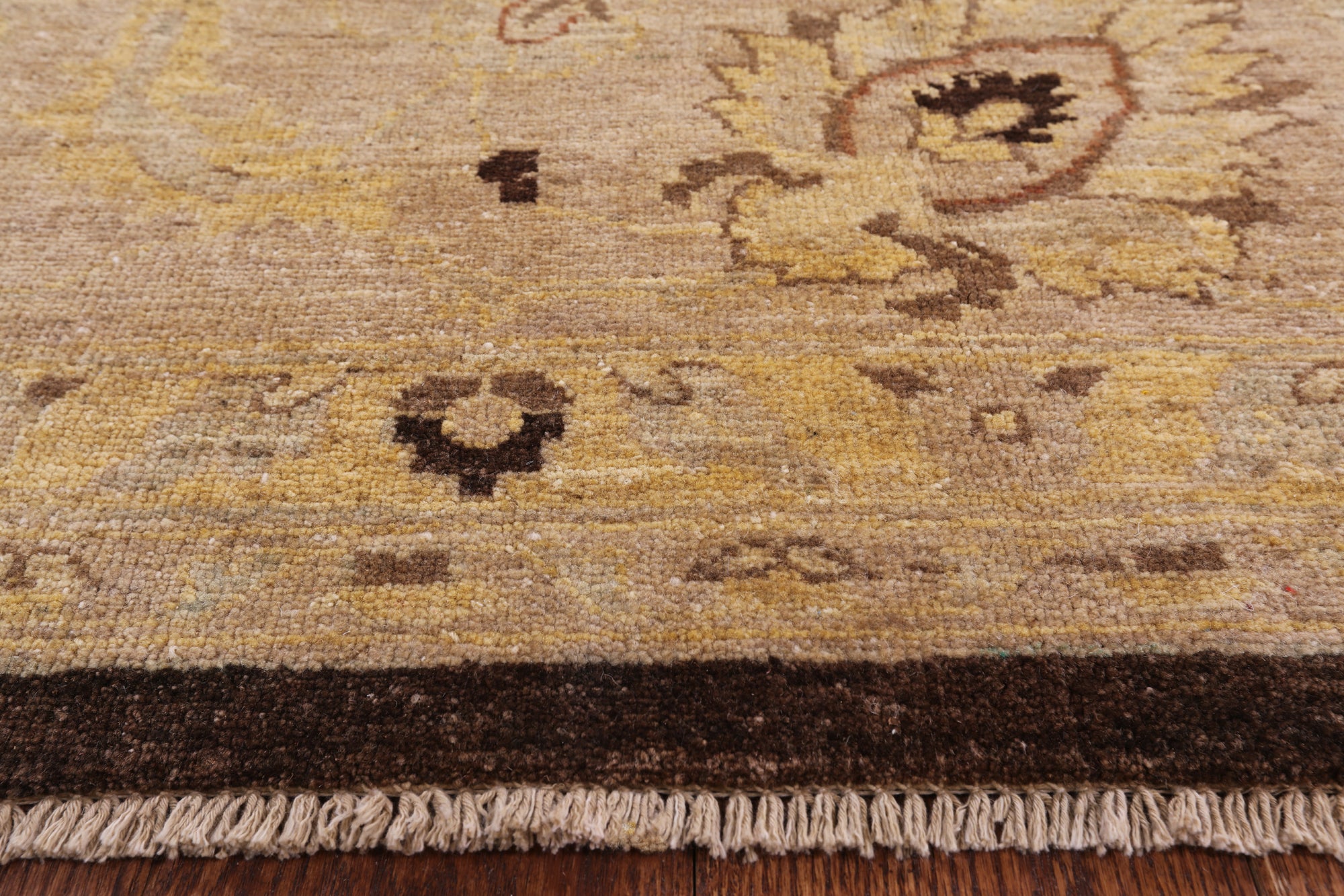 Brown Peshawar Hand Knotted Wool Rug - 10' 0" X 13' 7" - Golden Nile