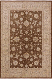 Brown Peshawar Hand Knotted Wool Rug - 6' 0" X 9' 1" - Golden Nile