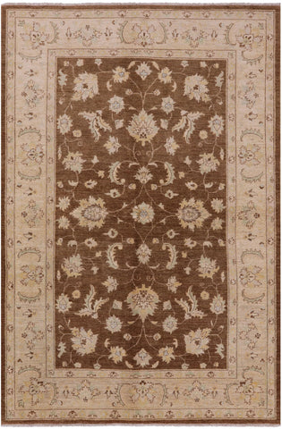 Brown Peshawar Hand Knotted Wool Rug - 6' 0
