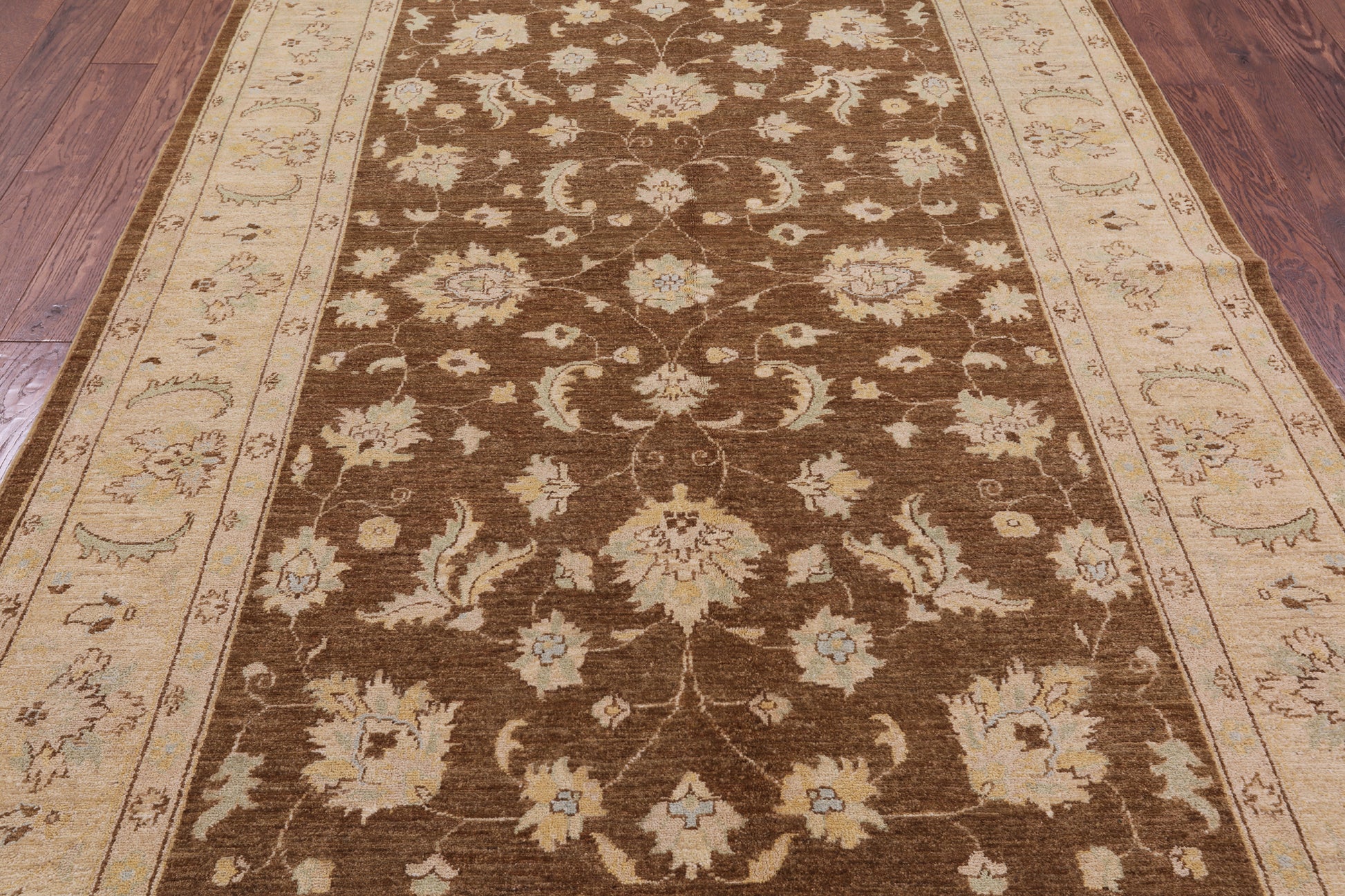 Brown Peshawar Hand Knotted Wool Rug - 6' 0" X 9' 1" - Golden Nile